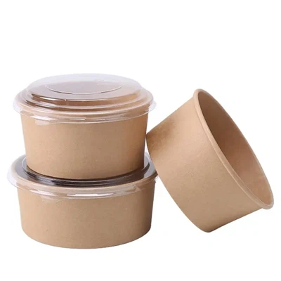 Round bowl in kraft paper for salad 25 oz